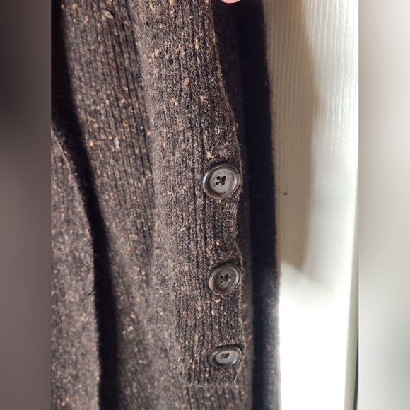 Express L Brown Beige Belt Knitted  WOOL Blend Longsleeve  Buttons Women Peacoat - Picture 7 of 11